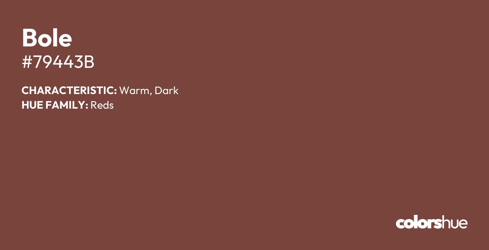 Bole color, hex code #79443b
