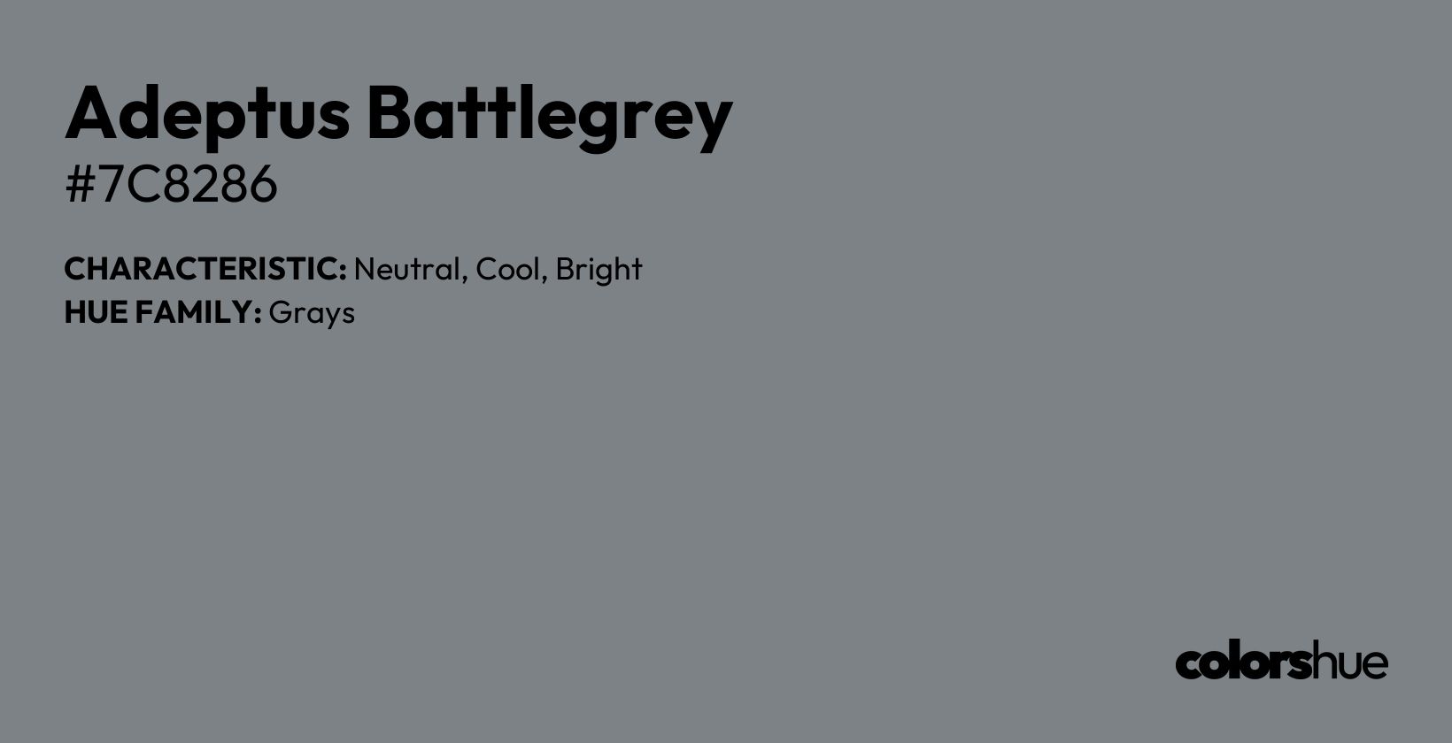 Adeptus Battlegrey color, hex code #7c8286