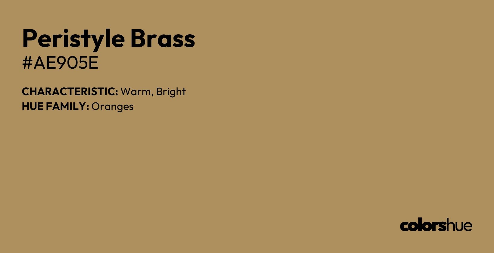 Peristyle Brass color, hex code #ae905e