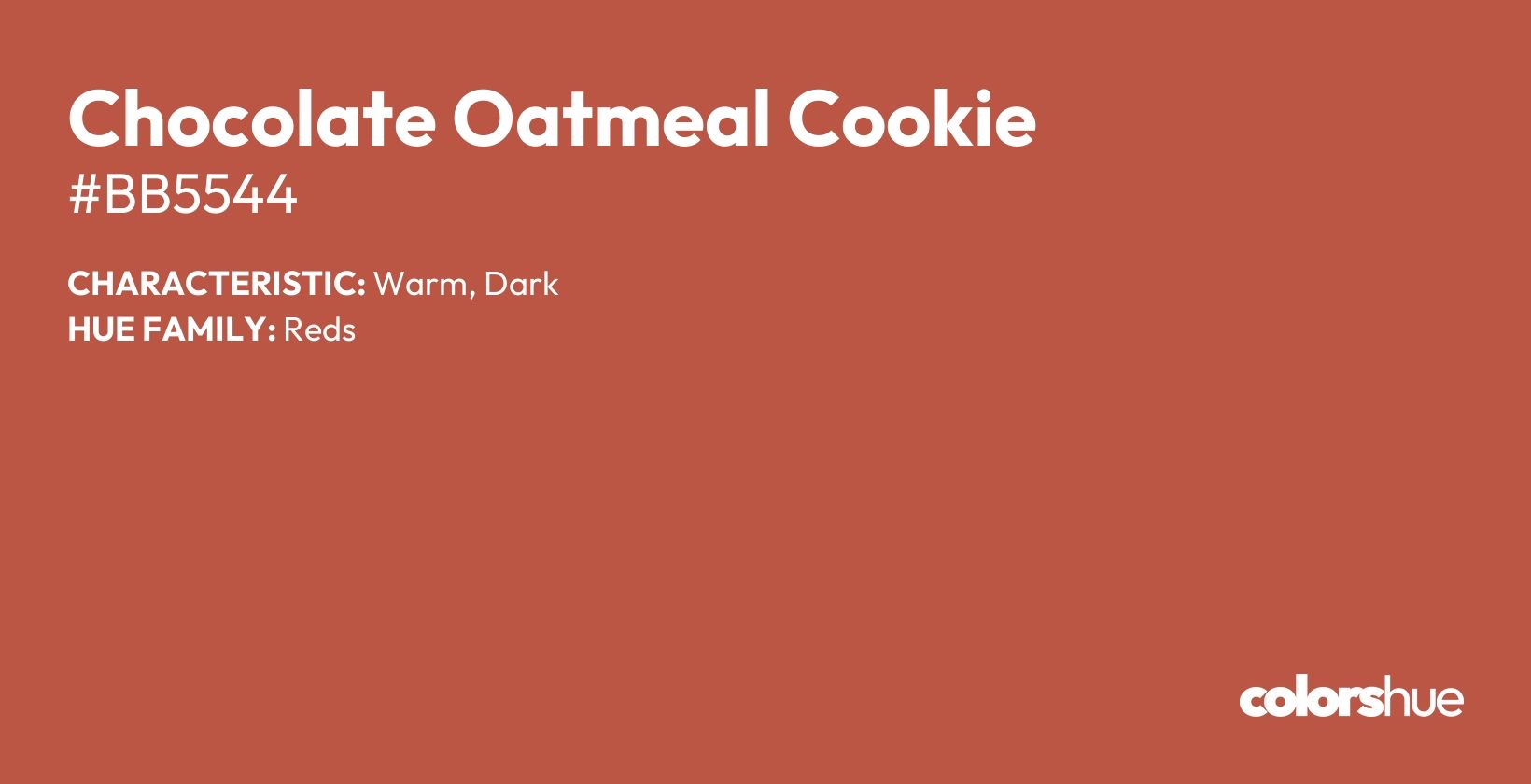 Chocolate Oatmeal Cookie color, hex code #bb5544