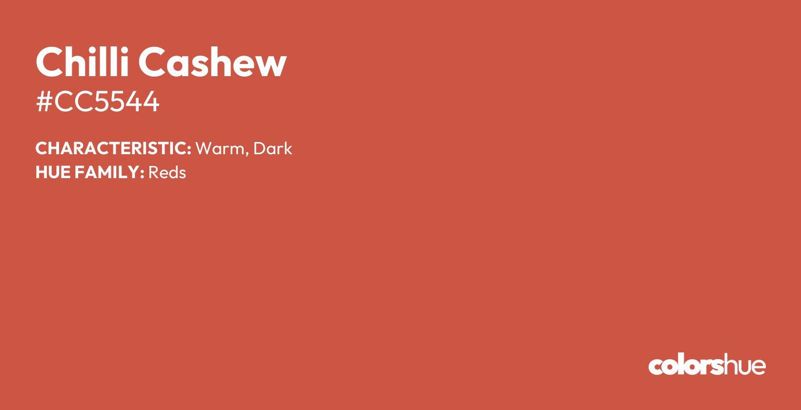 Chilli Cashew color, hex code #cc5544