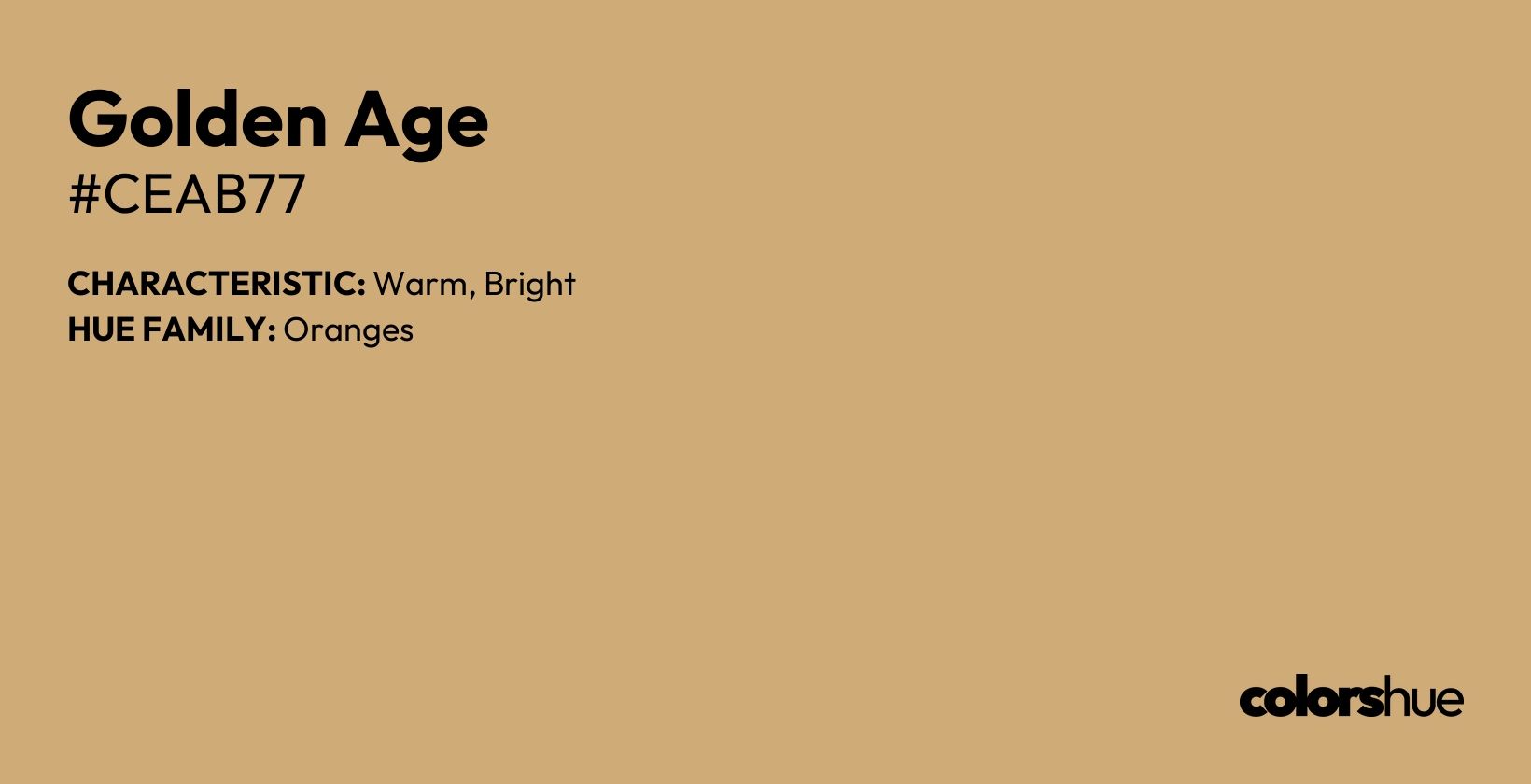 Golden Age color, hex code #ceab77
