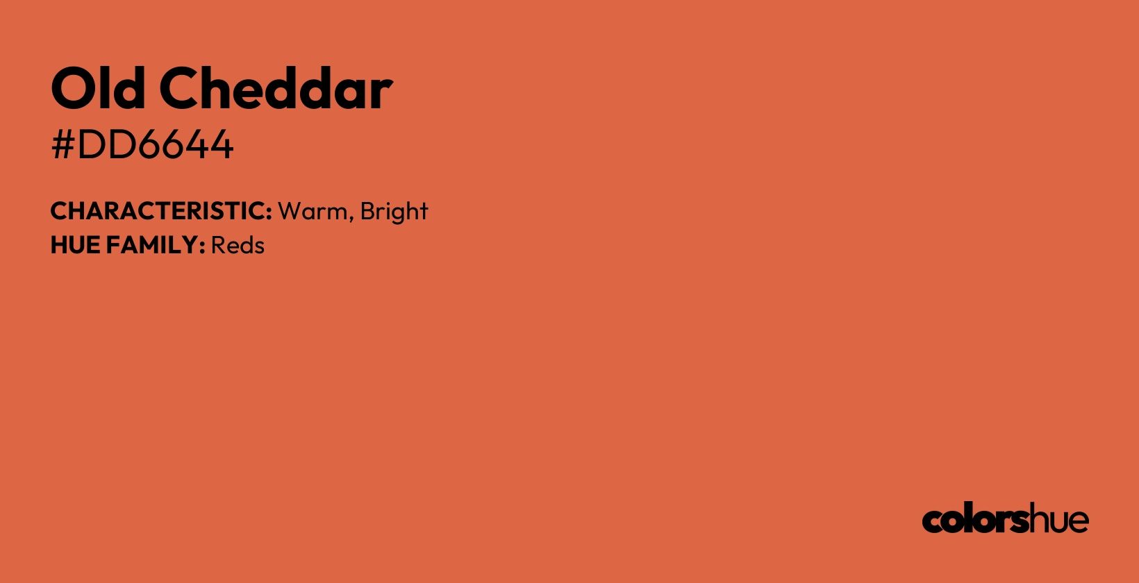 Old Cheddar color, hex code #dd6644